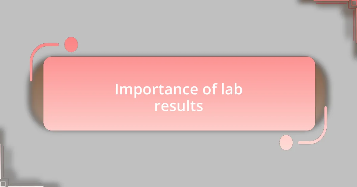 Importance of lab results