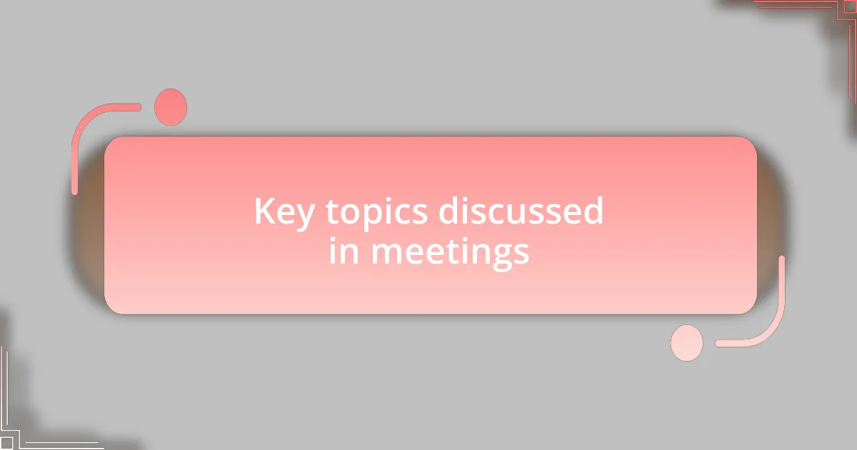 Key topics discussed in meetings