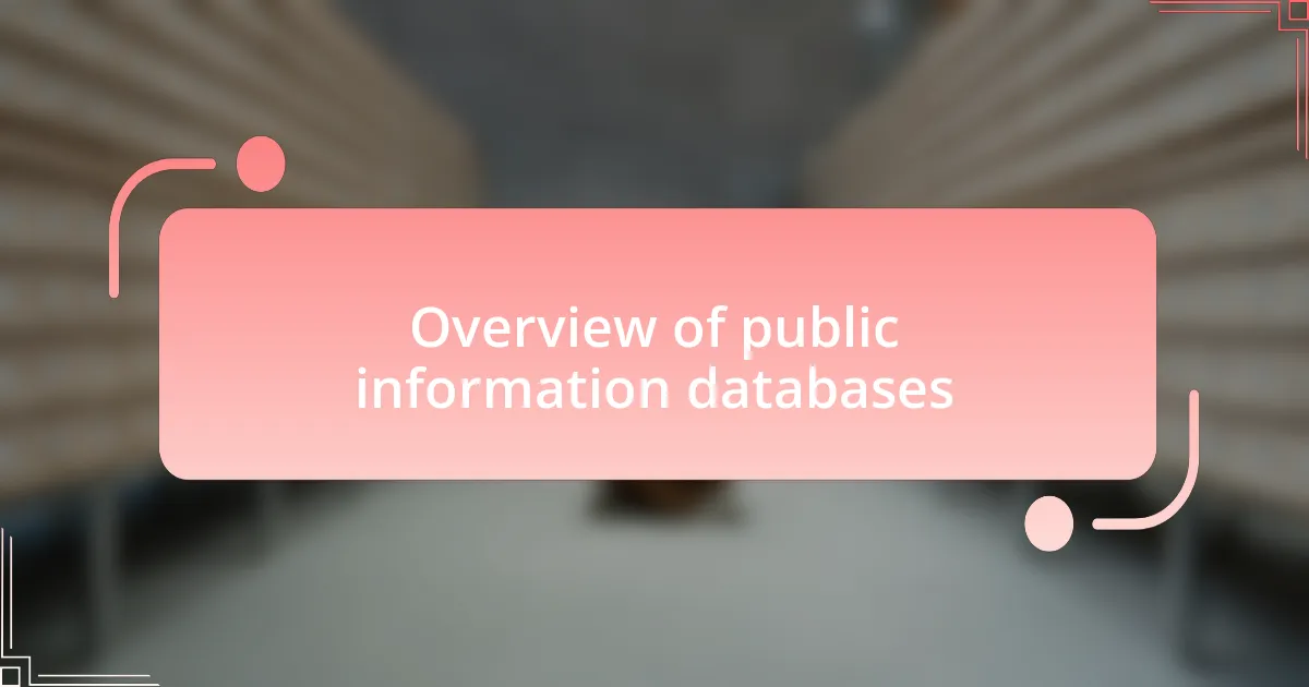 Overview of public information databases