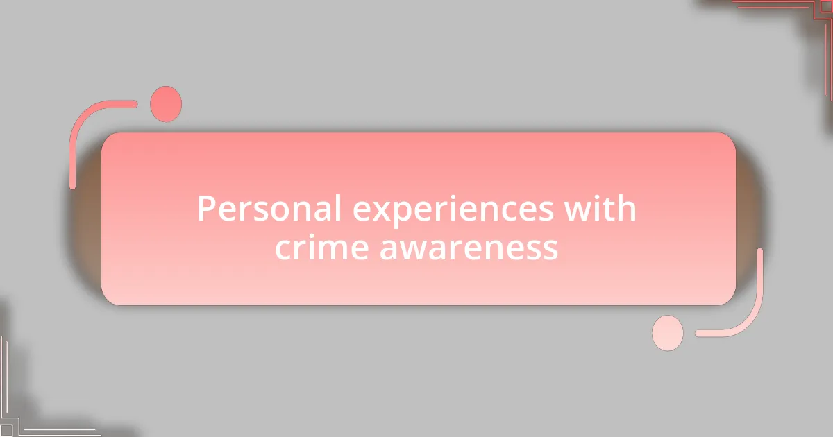 Personal experiences with crime awareness