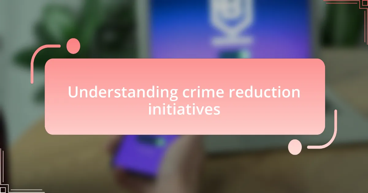 Understanding crime reduction initiatives